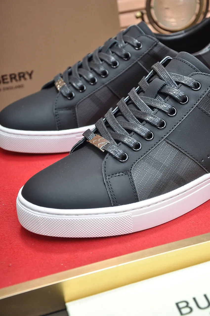 Men's shoes💰480💶[Burberry] (cowhide lining) classic low-top sneakers｜Imported cowhide with classic plaid fabric｜Cow leather lining｜Original outsole｜Fine workmanship and comfortable to wear Size: 38-44 (customized at 45)